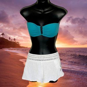 VS Teal Bandeau Top & White Gauze Cover-up Shorts Bundle